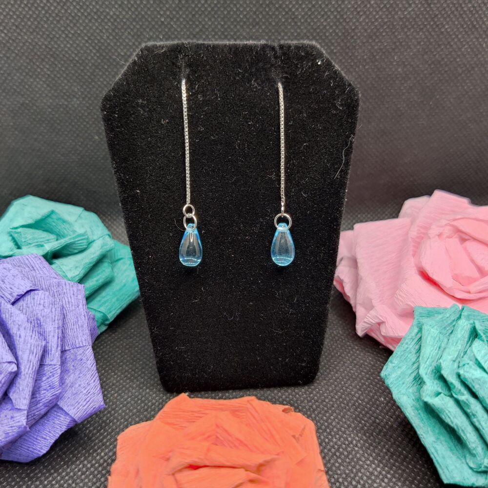 Sterling Silver Blue Water Drop Earrings